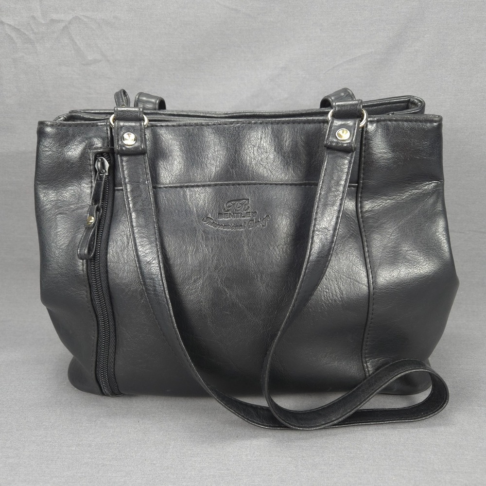 TR Bentley Women Shoulder Bag Medium Multi Pocket Minimalist Utility Black Purse